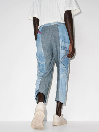 By Walid denim patchwork cropped jeans outlook