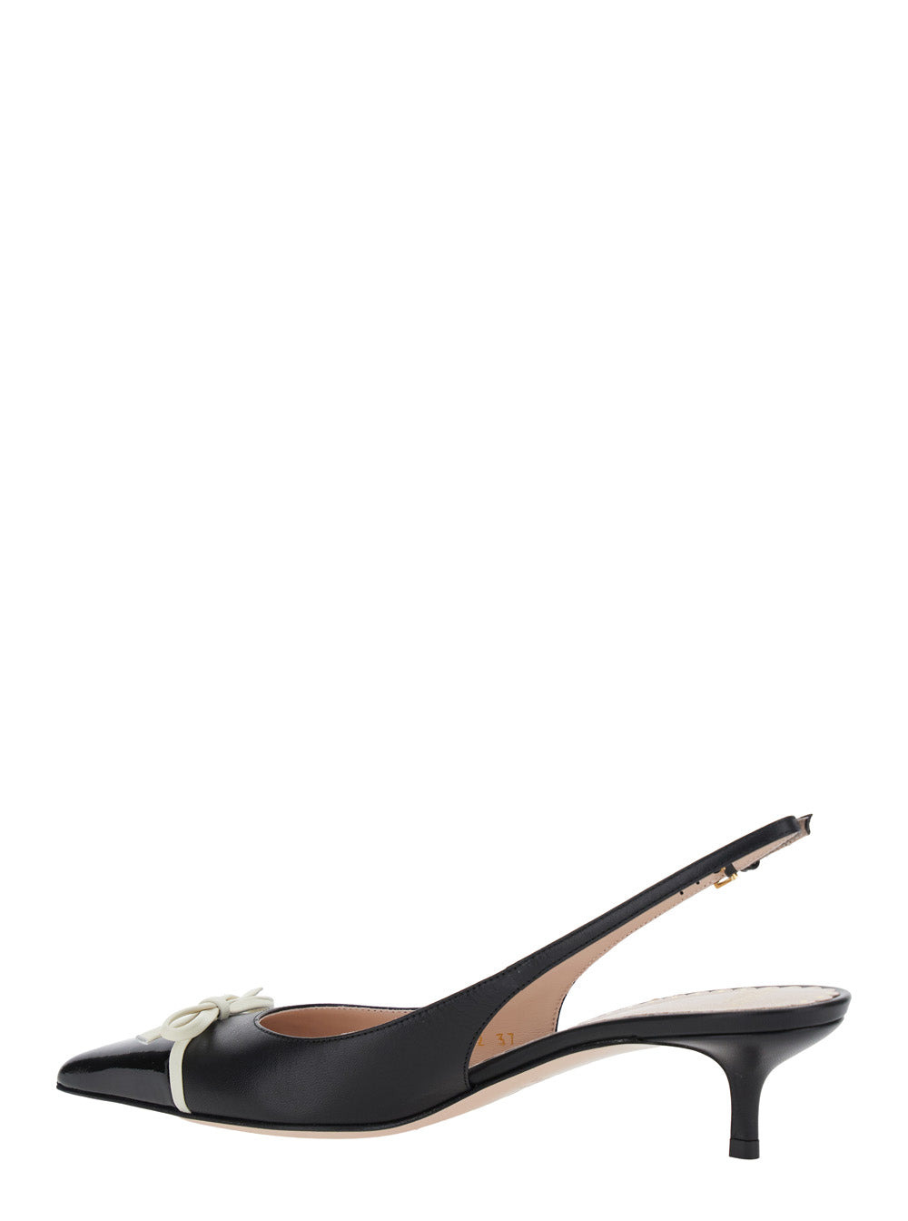 Valentino Garavani Women Black Décolleté With Bow And Logo Plaque On The Front In Leather Woman - 3