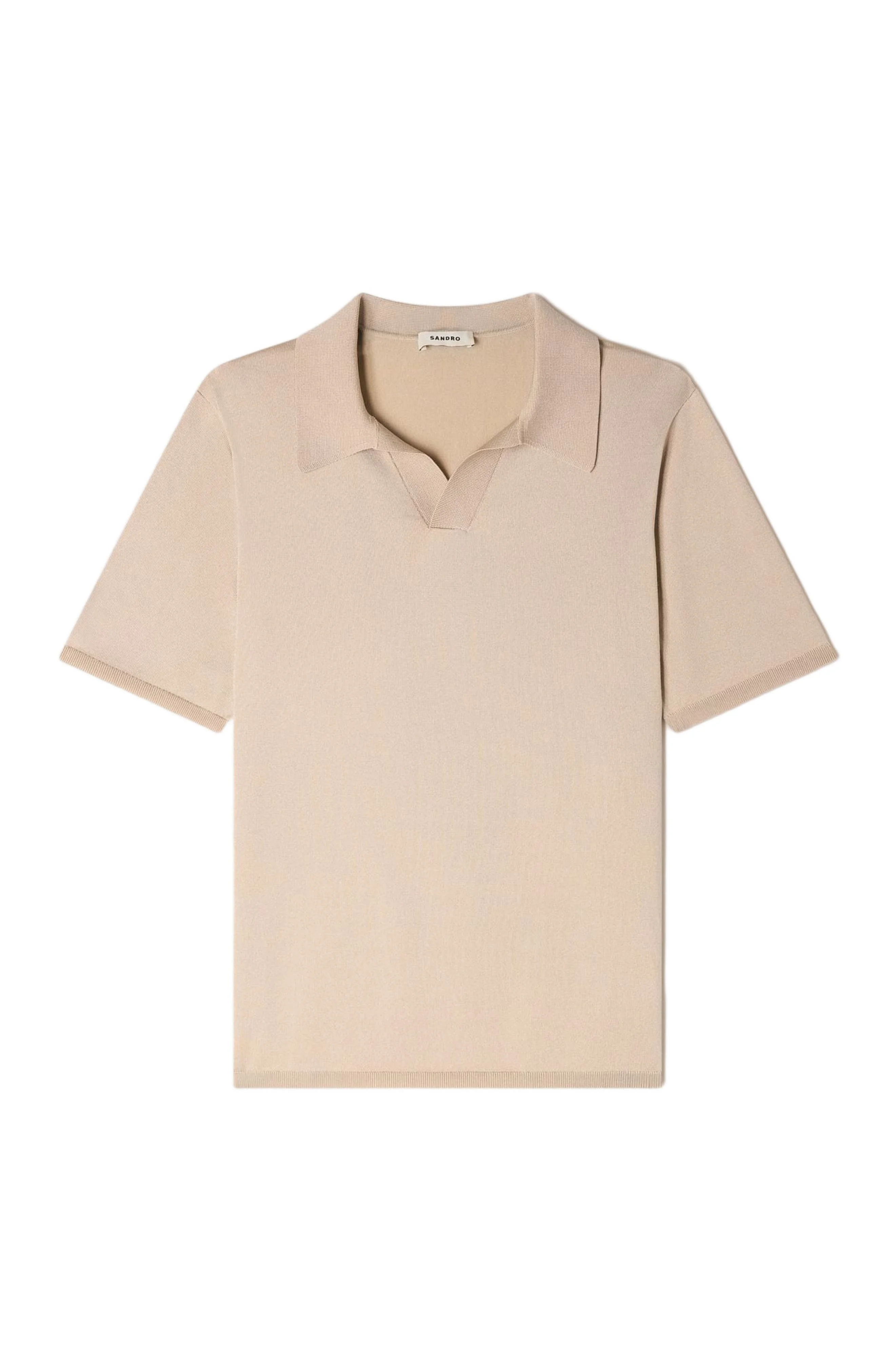 SANDRO Short-sleeved V-neck polo shirt in Beige at Nordstrom - 1