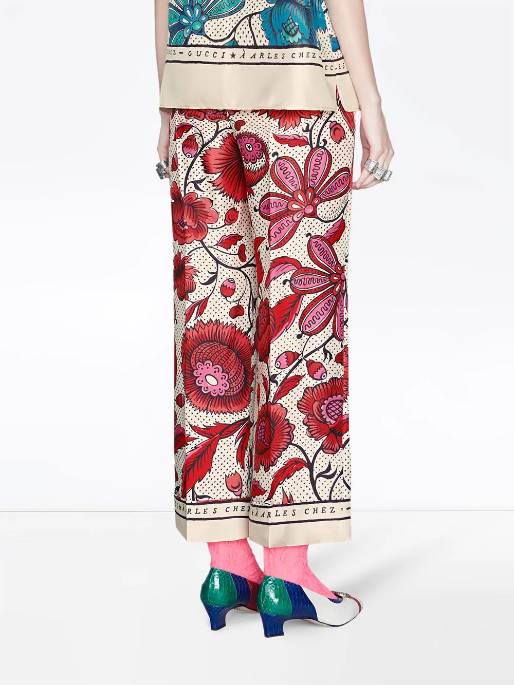 Silk pant with watercolor flowers - 4