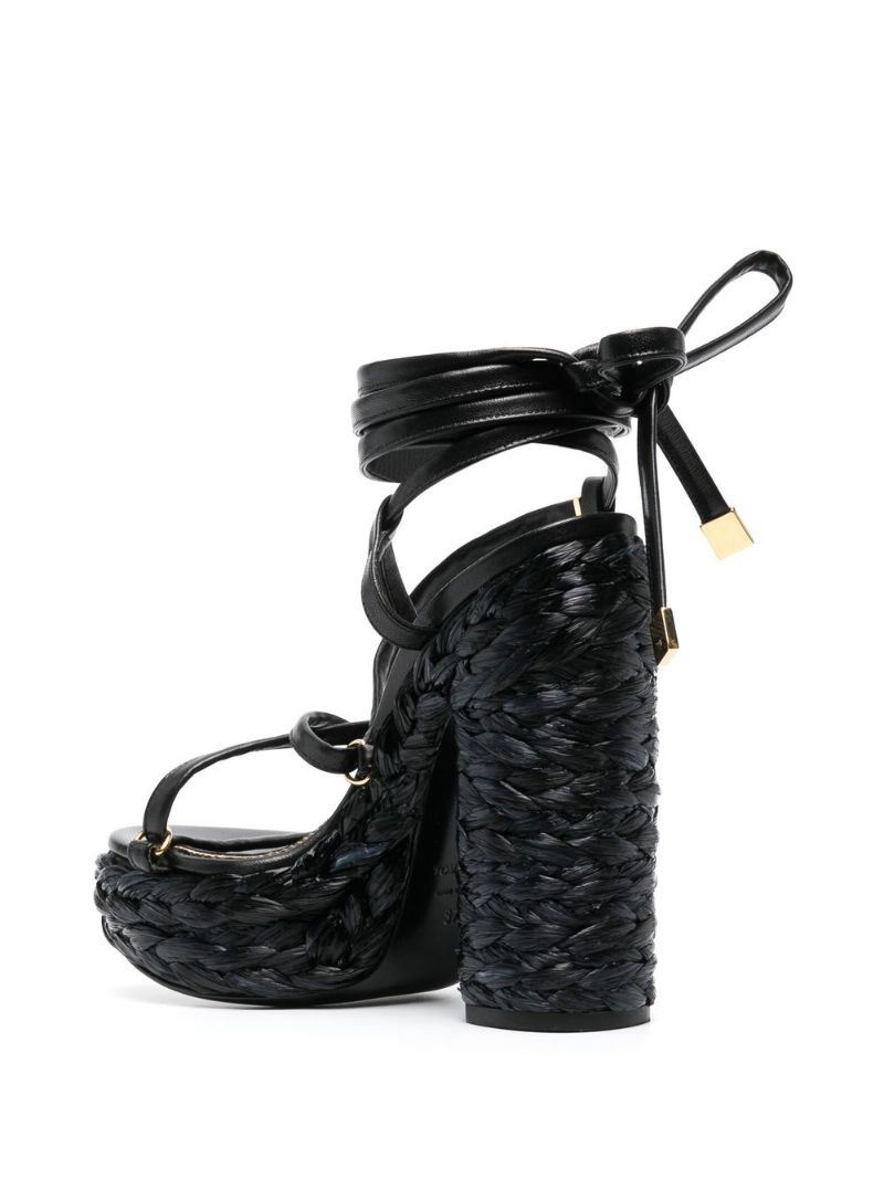 Padlock 140mm raffia platform sandals - 3