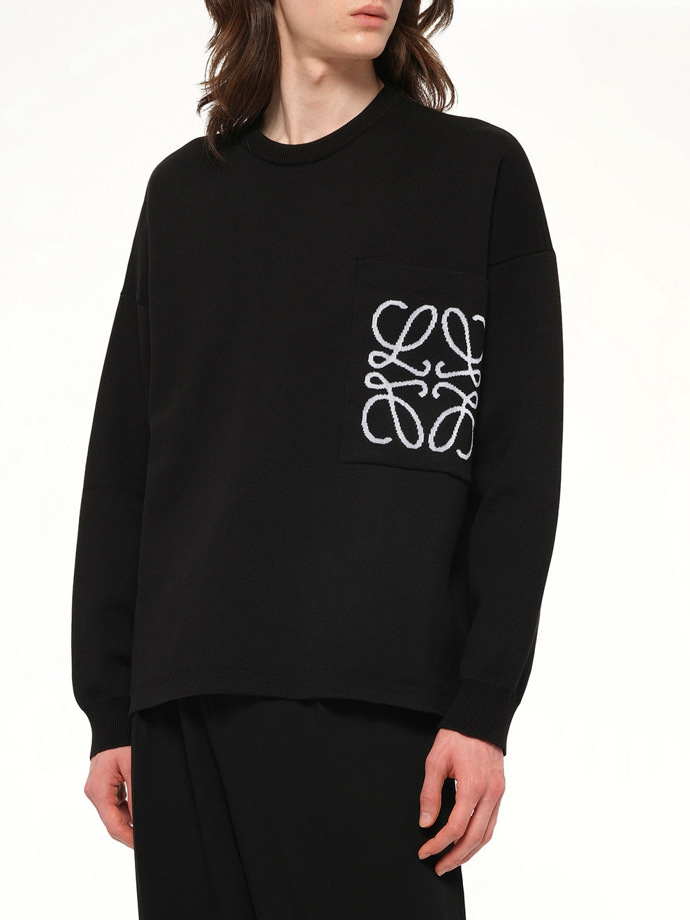 Anagram Pocket Sweater in Black/White - 6