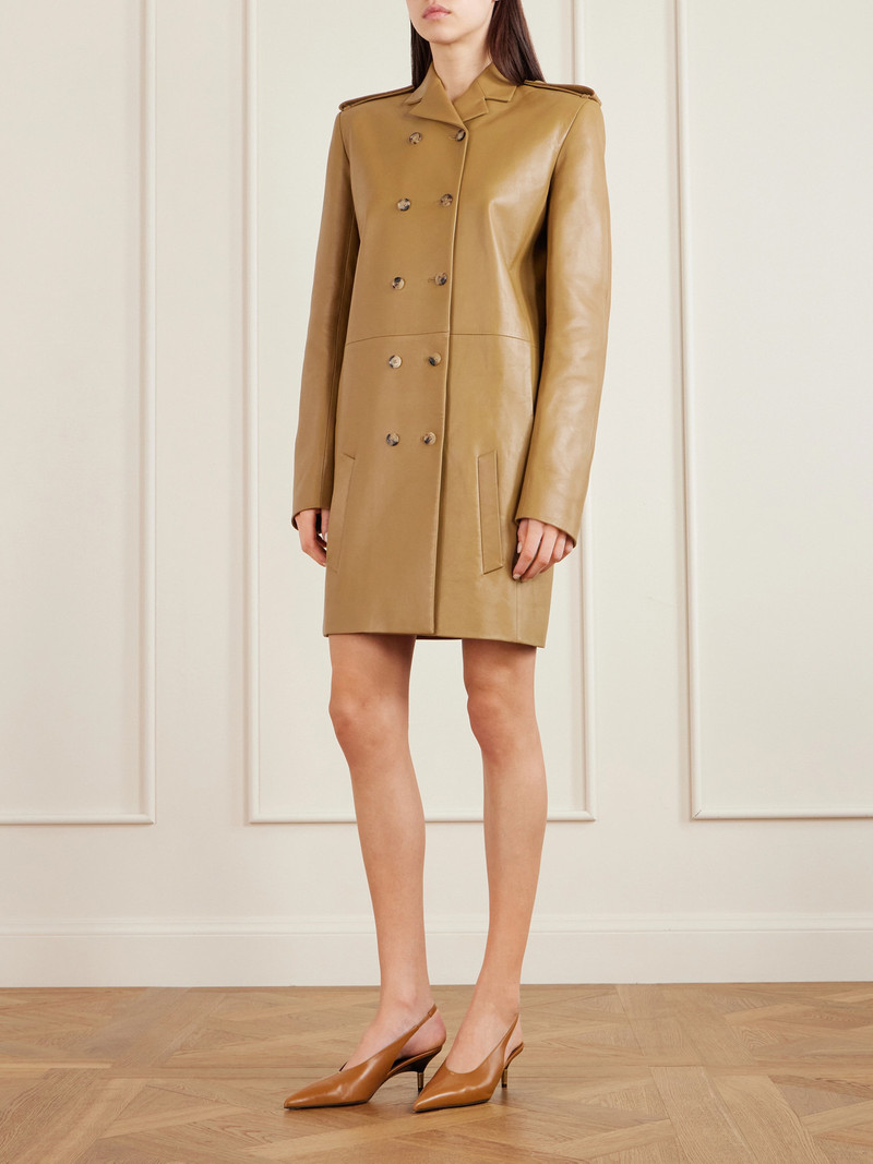 KHAITE Sadra Double-breasted Leather Coat outlook