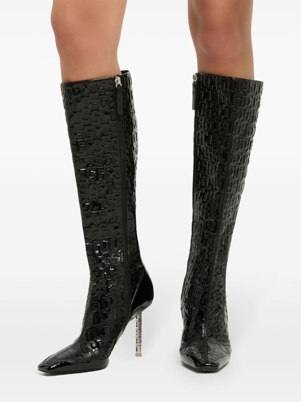 100mm monogram-pattern leather boots - 5