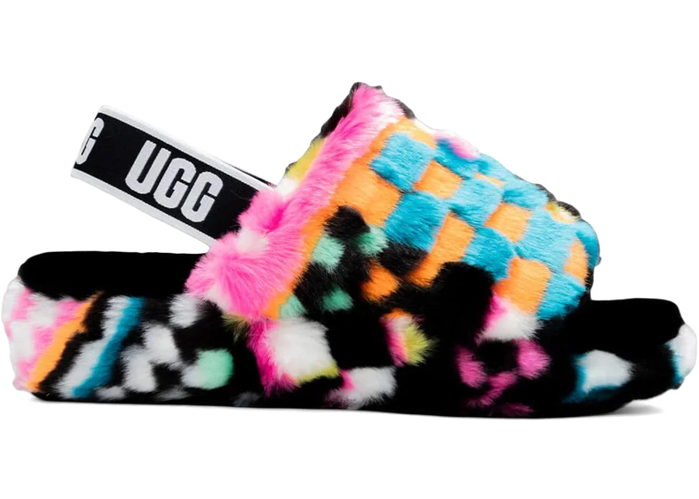 UGG Fluff Yeah Slide Checks Black Multi (Women's) - 1