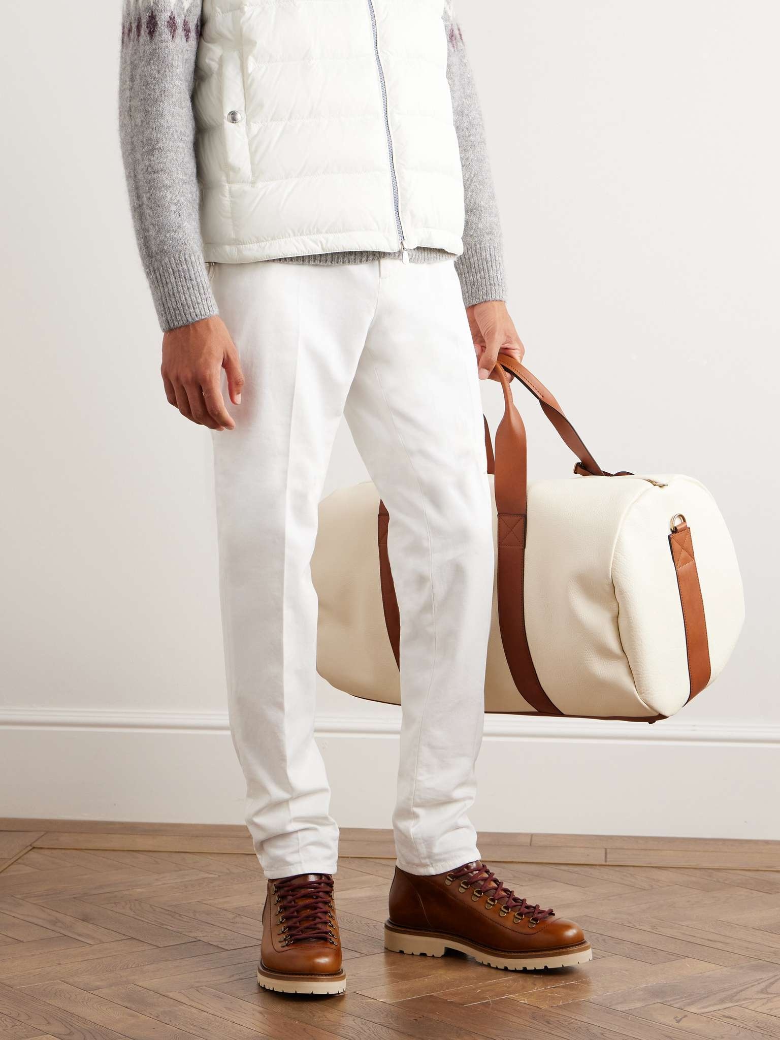 Cashmere-Trimmed Leather Hiking Boots - 2