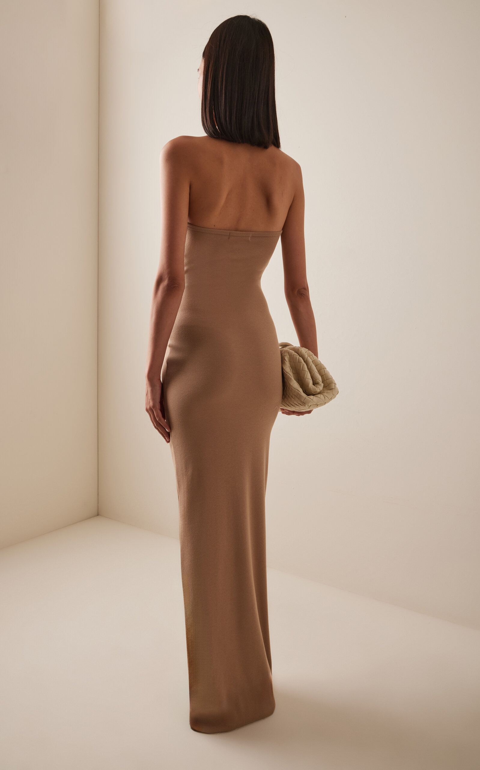 Stretch Cotton-Modal Maxi Halter Dress taupe - 4