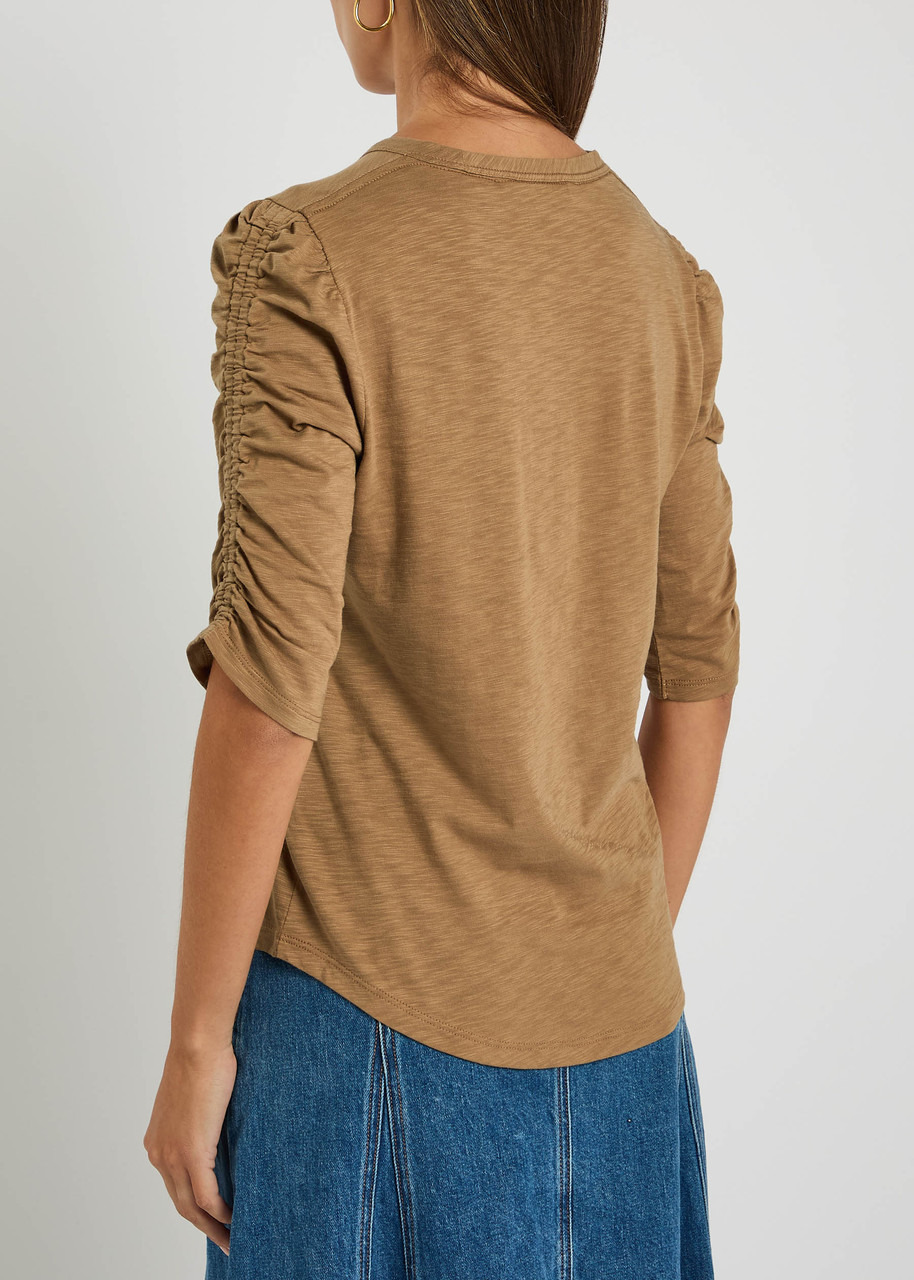 Veronica Beard Waldorf Ruched Slubbed Cotton T-shirt - 3
