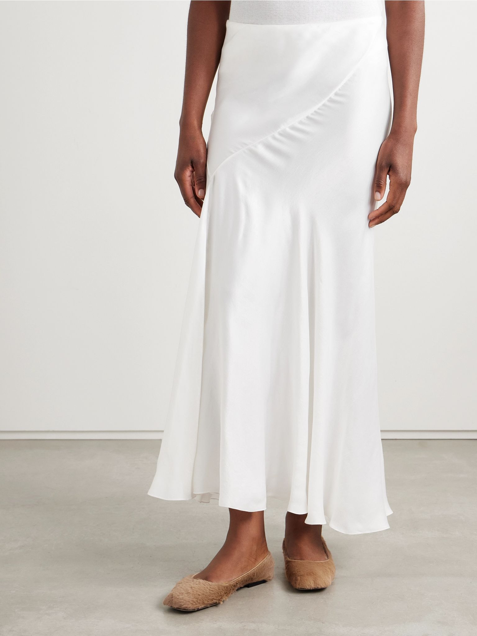 Luce washed-satin maxi skirt Off-white - 3