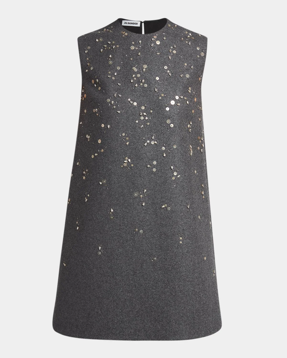 Sequin-Embroidered Wool Shift Mini Dress - 1