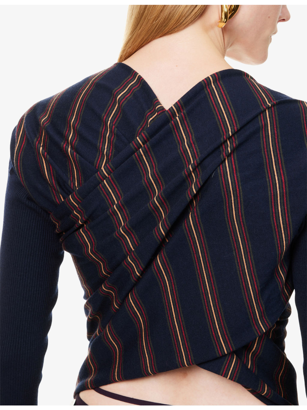 Striped Cropped Wool Top - 6