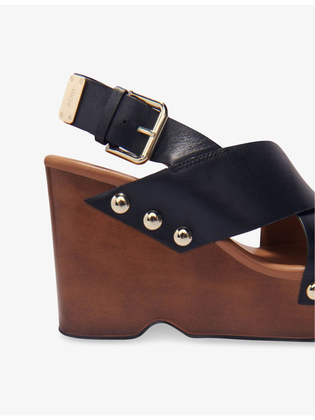 Cross-Strap Stud-Embellished Leather Platform Heeled Sandals - 4