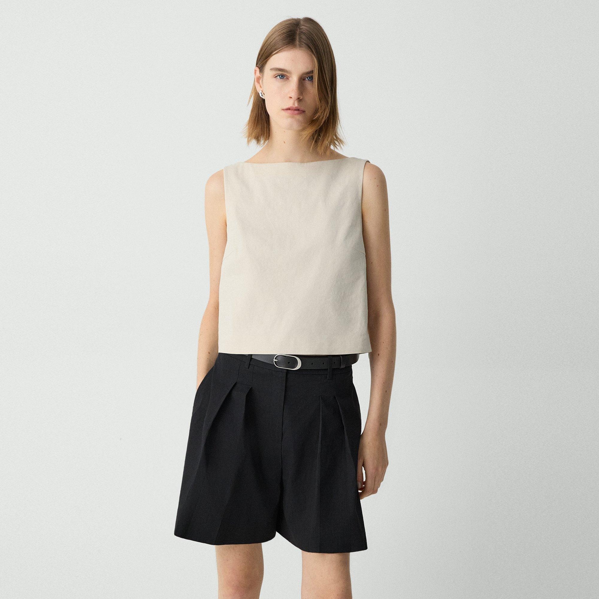 Sleeveless Boatneck Top in Good Linen - 1