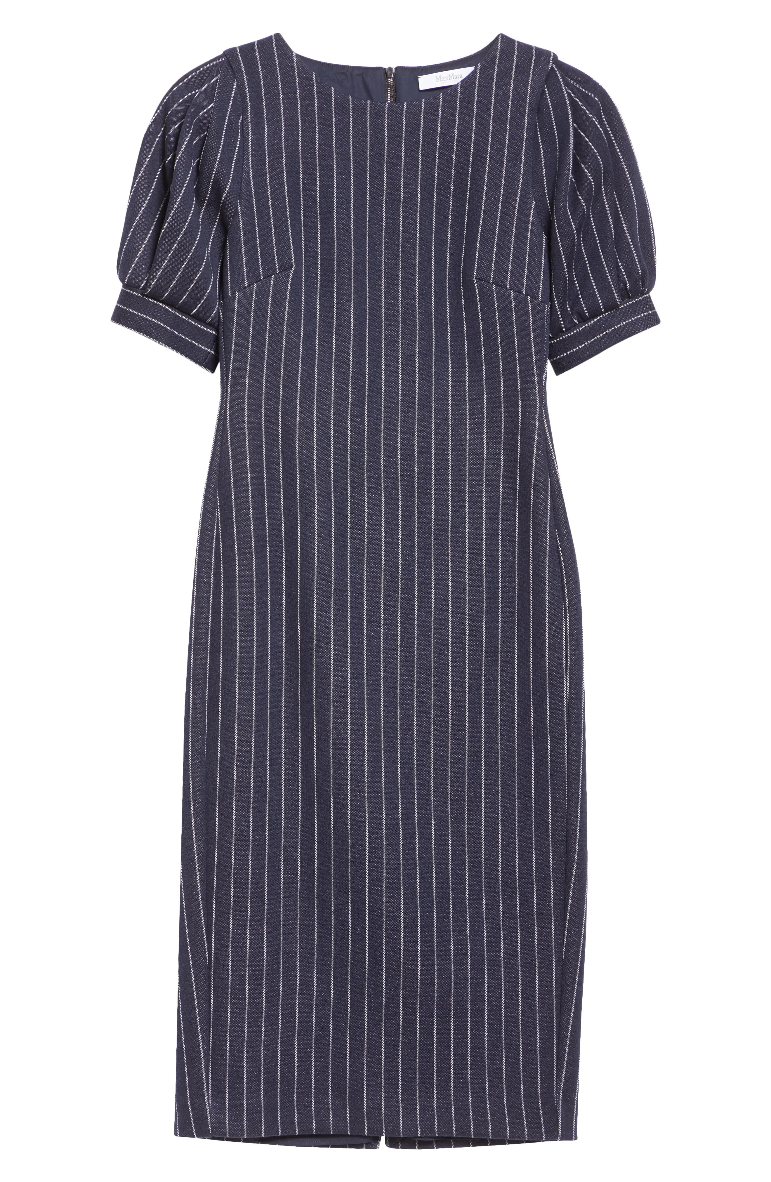 Tunica Pinstripe Puff Sleeve Sheath Dress - 5