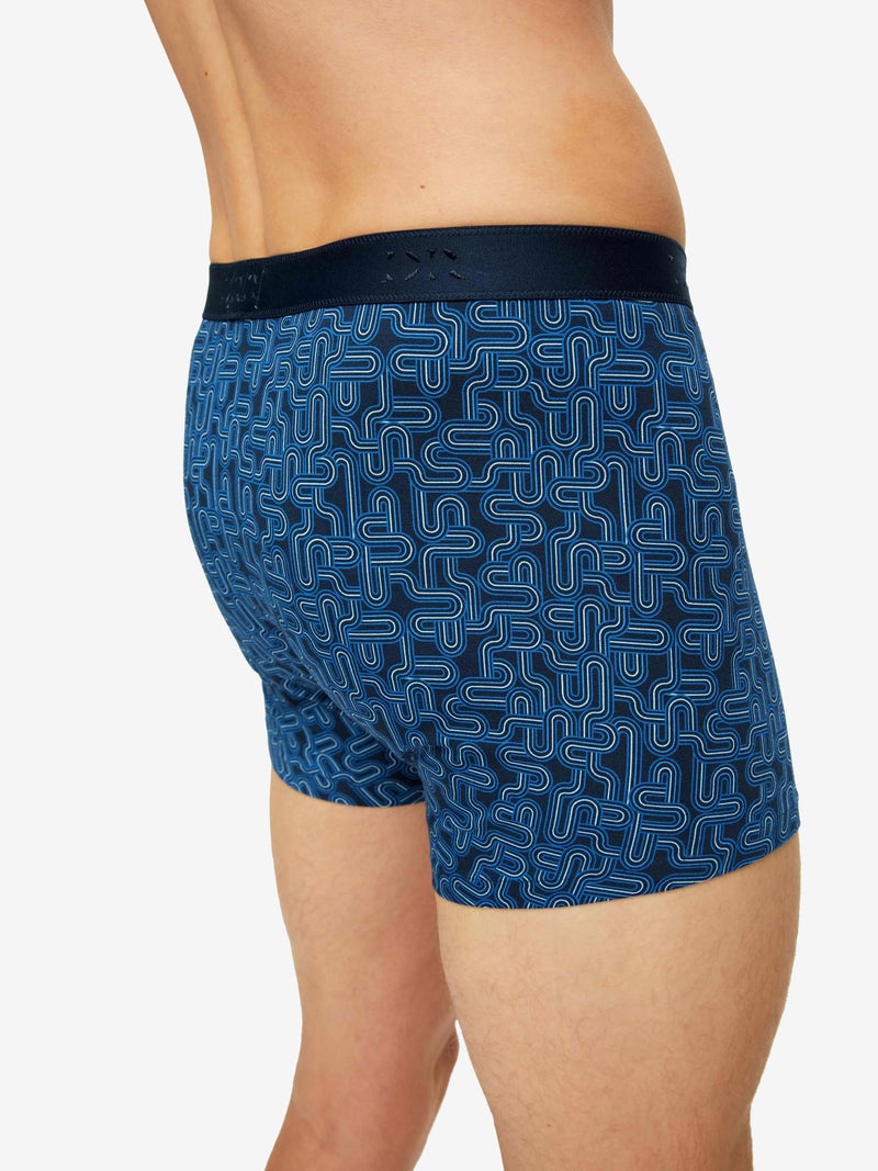 Men's Boxer Briefs Geometric Pima Cotton Stretch Navy - 6