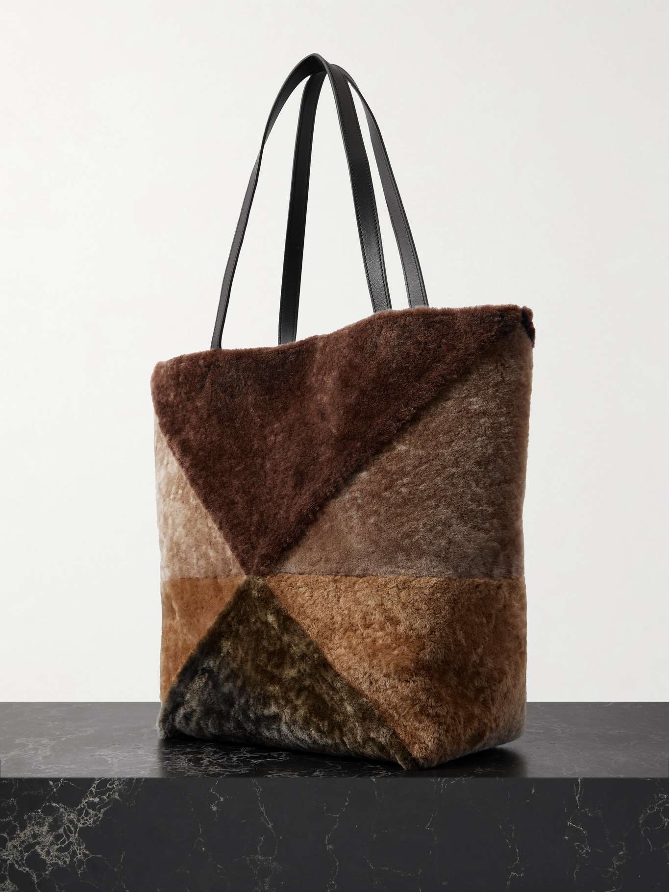 Puzzle Fold convertible large shearling tote - 3