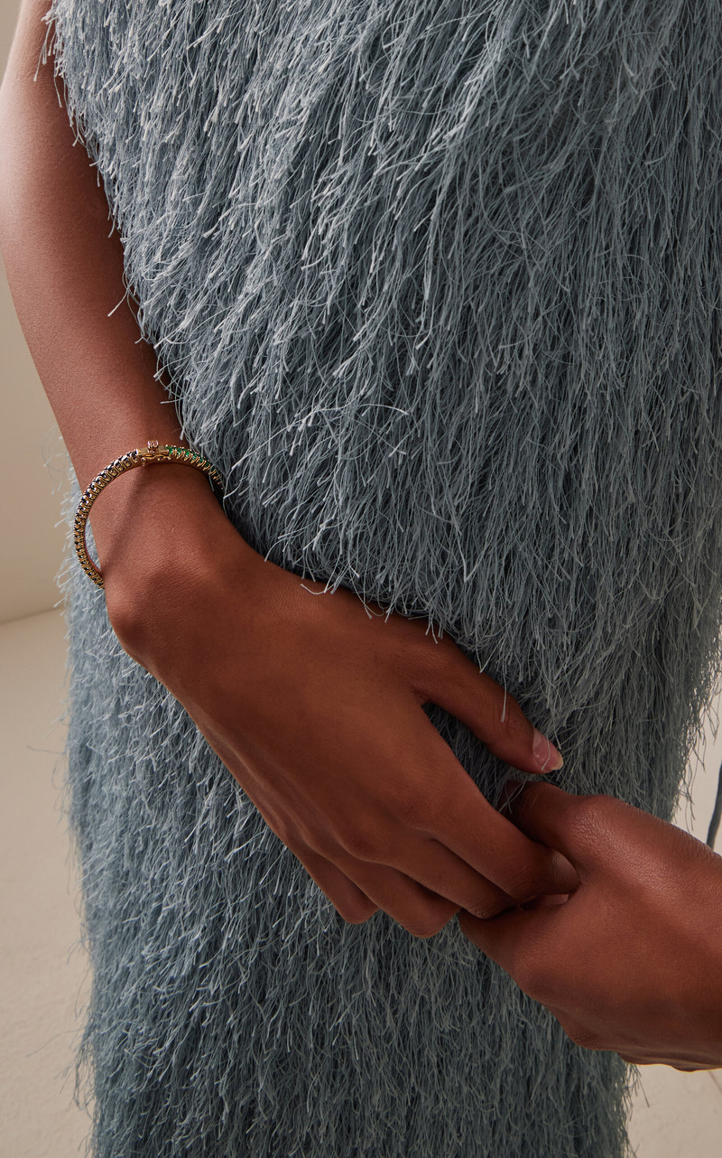 SYDNEY EVAN 14k Yellow Gold Sapphire Emerald Bangle green outlook