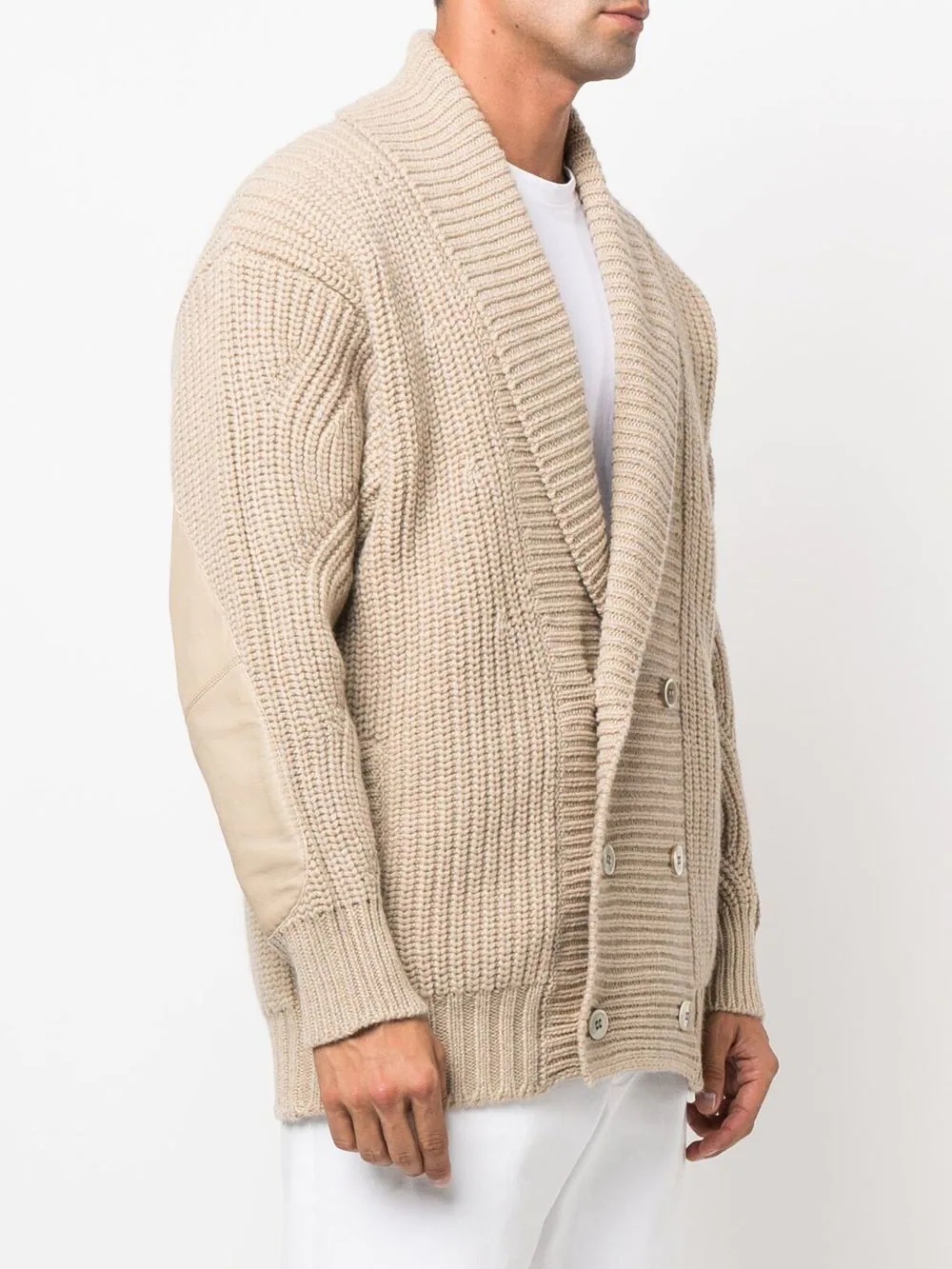 shawl double-breasted knit cardigan - 3