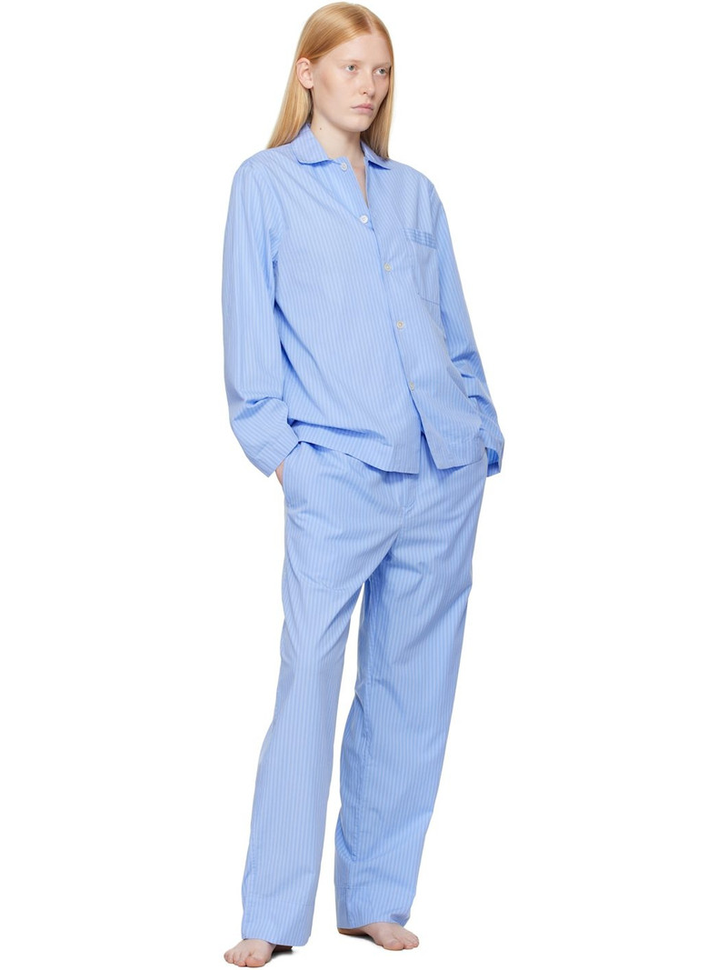 TEKLA Blue Poplin Long-Sleeved Pyjama Shirt outlook