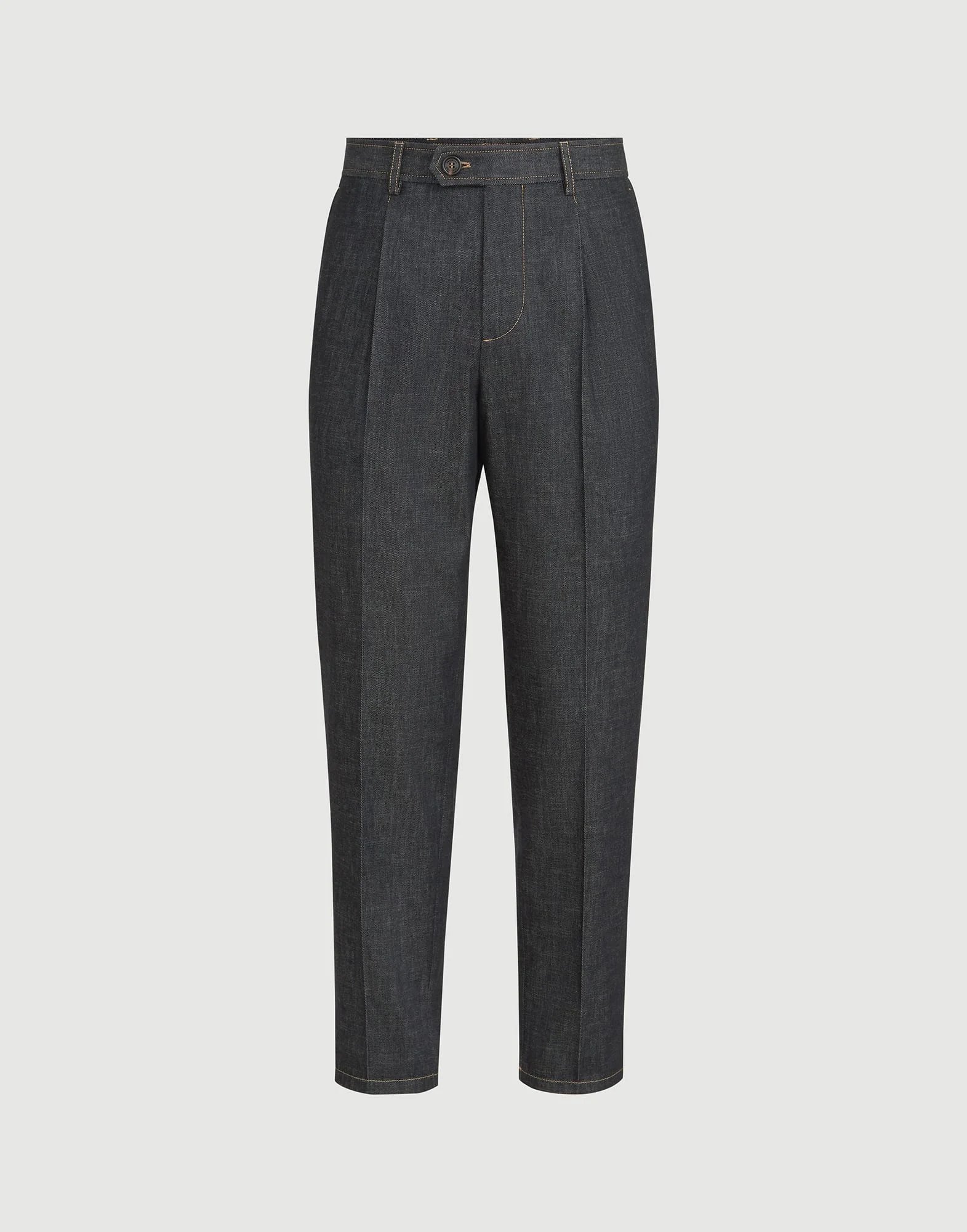 No-fade lightweight denim trousers with pleat - 1