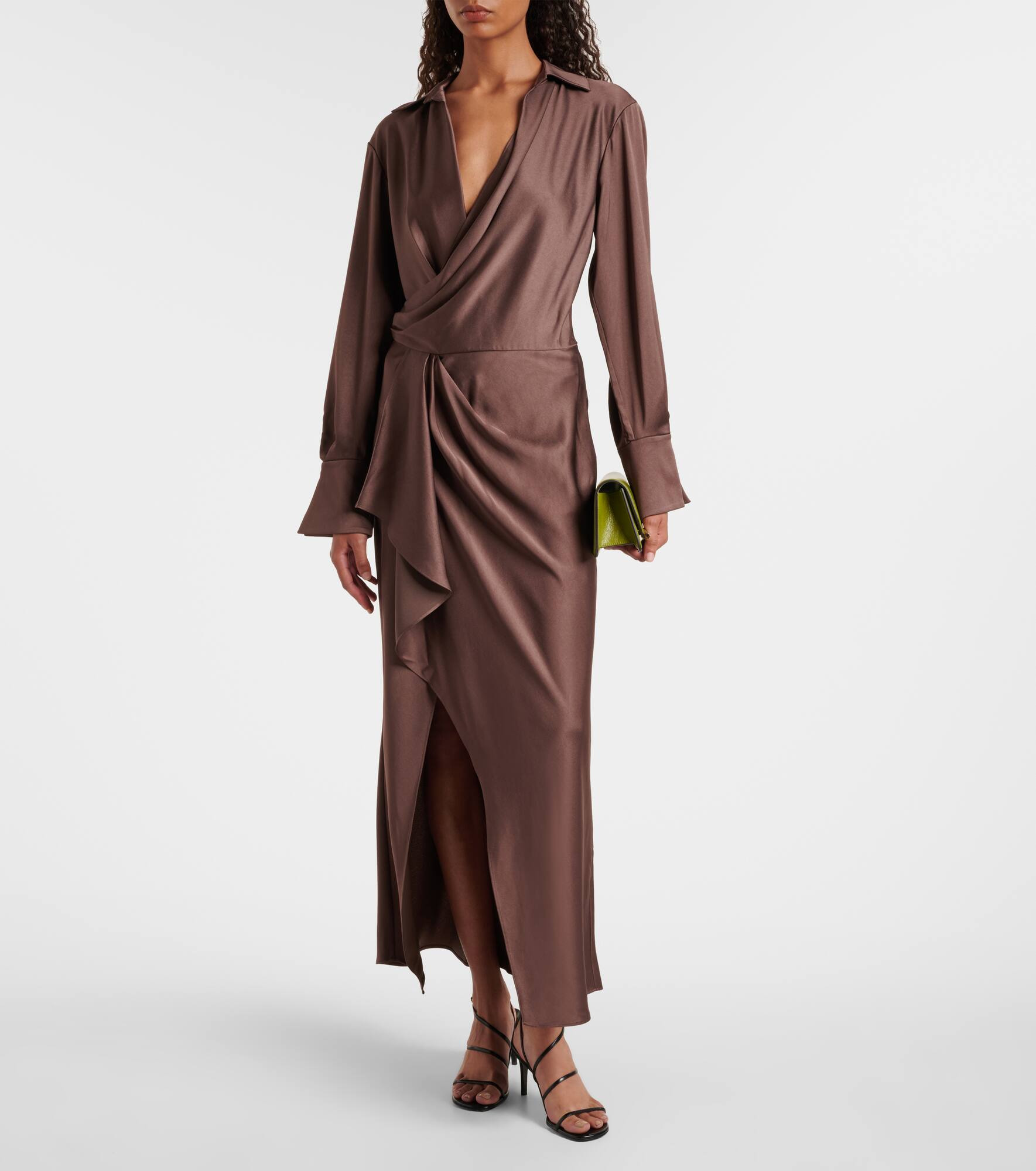Talita draped satin wrap dress - 2