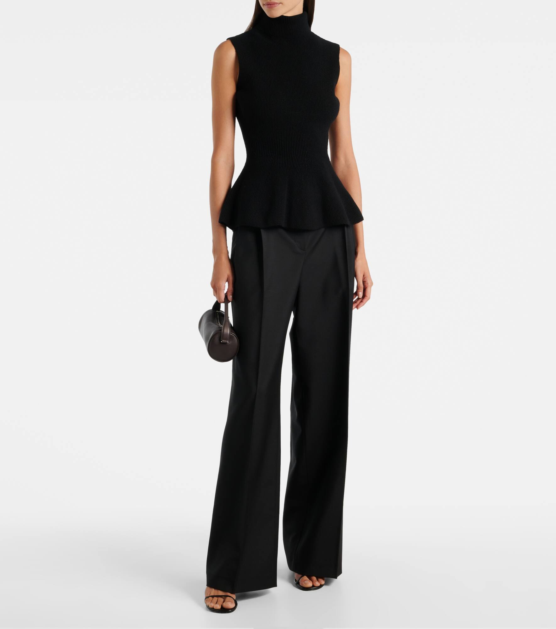 Ribbed-knit peplum wool and cashmere top - 2