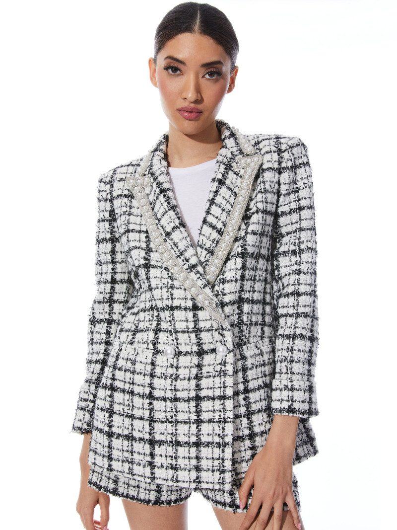 Alice + Olivia JUSTIN ROLLED CUFF EMBELLISHED DOUBLE BREASTED BLAZER outlook