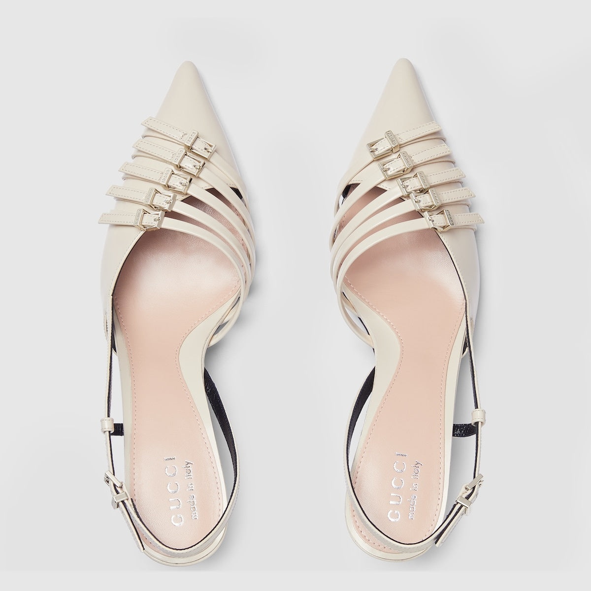 Gucci Regent Leather Buckles Slingback Pumps - 3