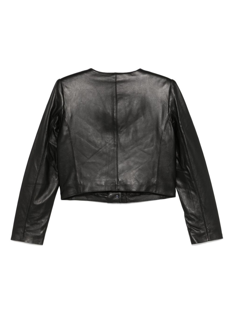 MICHAEL KORS cropped leather jacket outlook