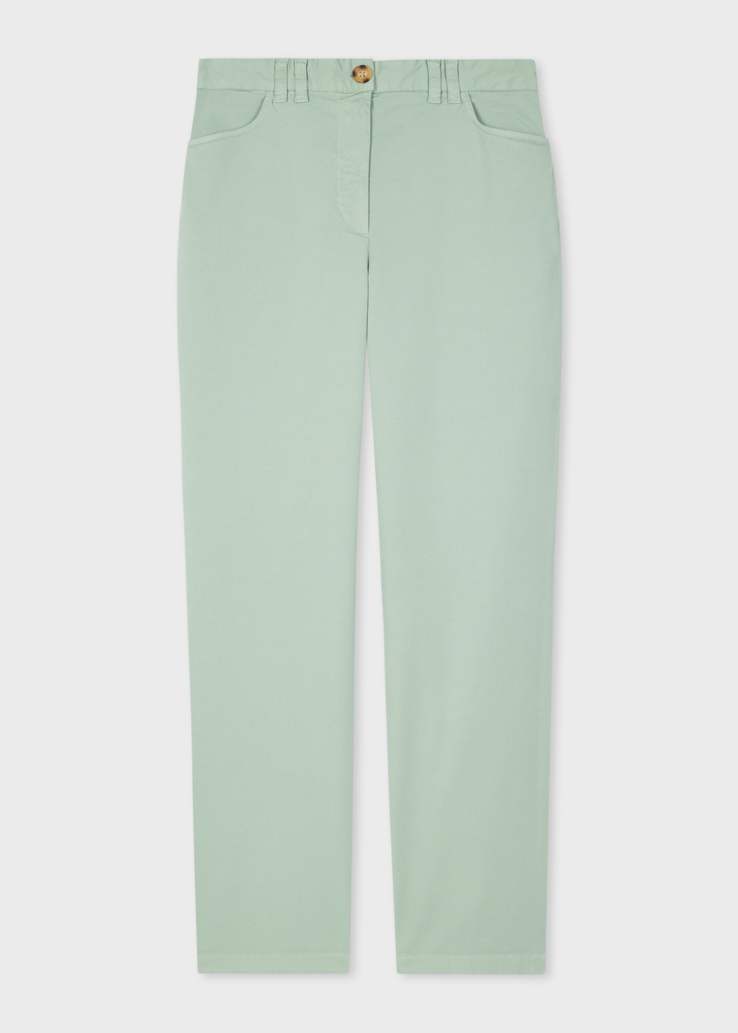 Women's Mint Green Stretch-Cotton Slim-Fit Chinos - 1