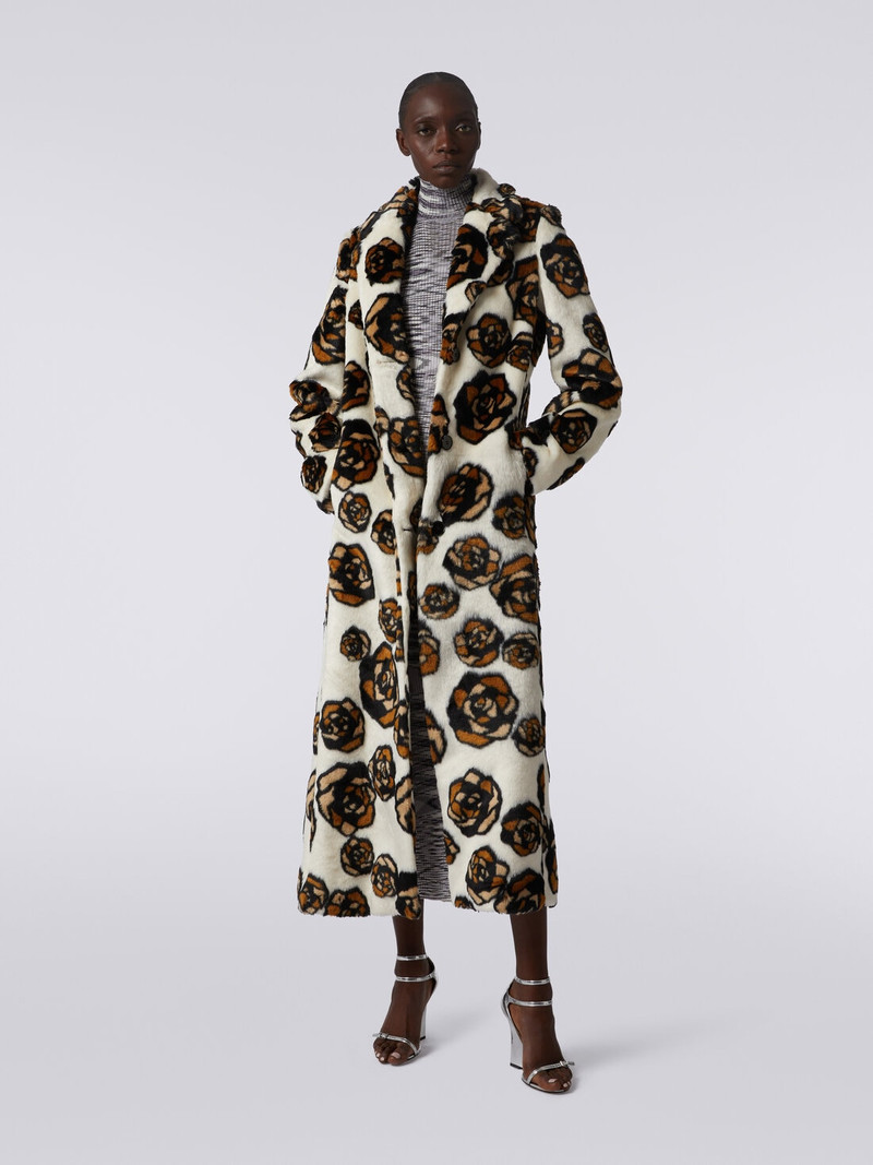 Missoni Long faux fur coat with roses outlook