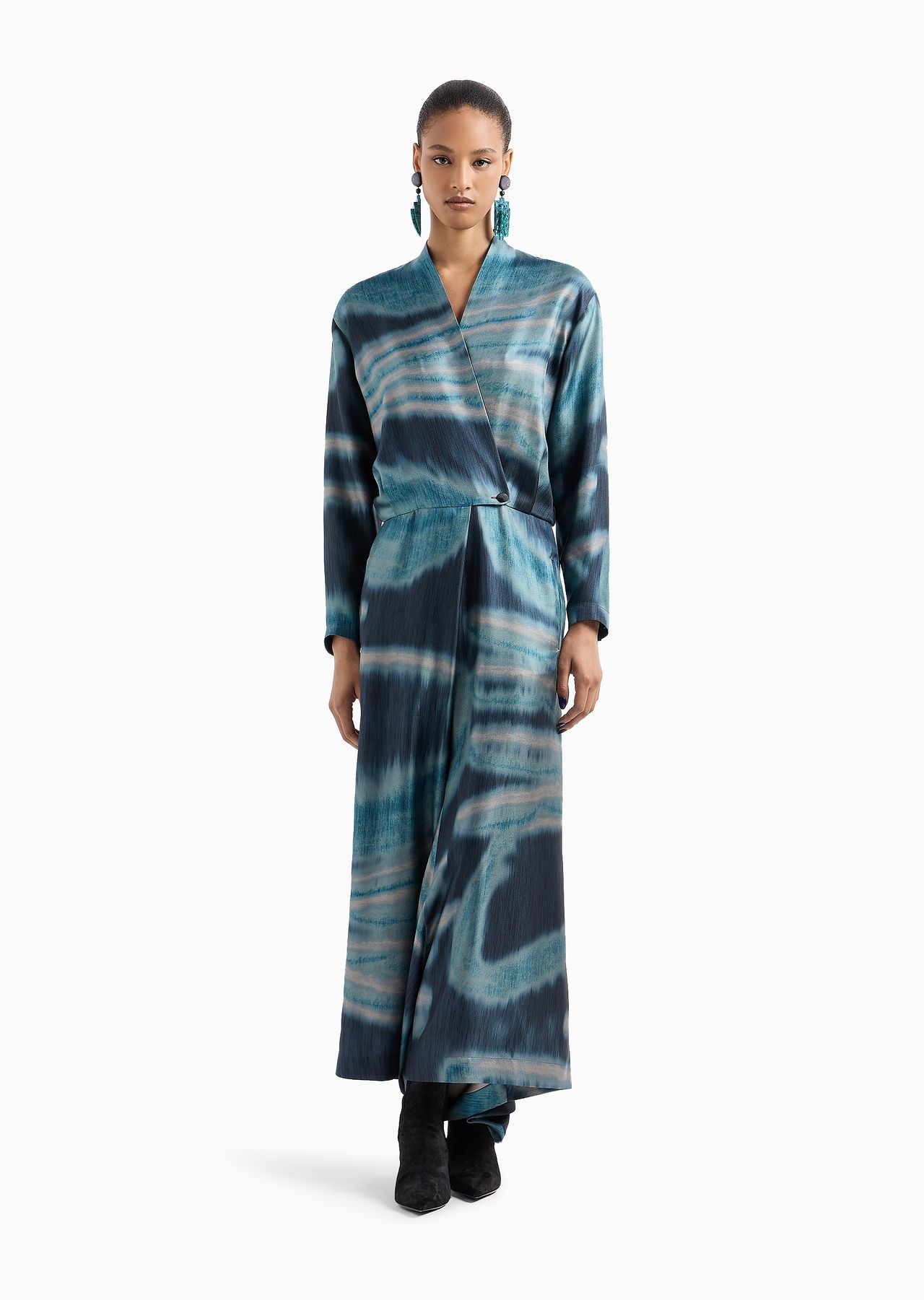 Silk twill dress with a gradient print - 2