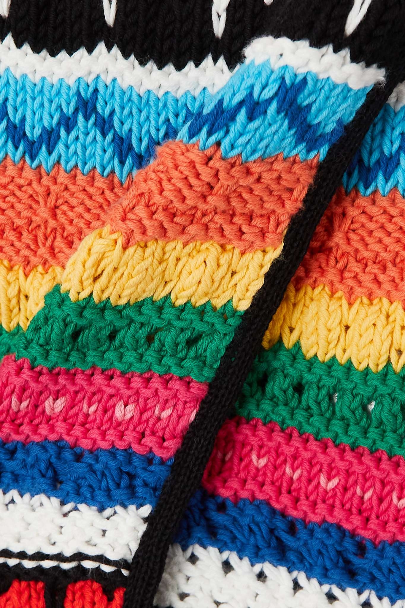 Over The Horizon striped crocheted cotton mini wrap skirt - 5