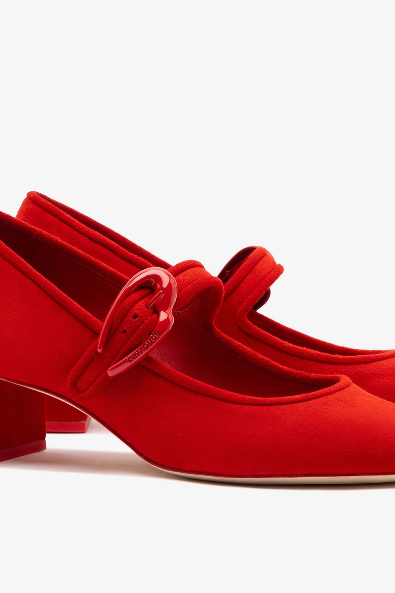 Verona Block Pump In Scarlet Suede 4