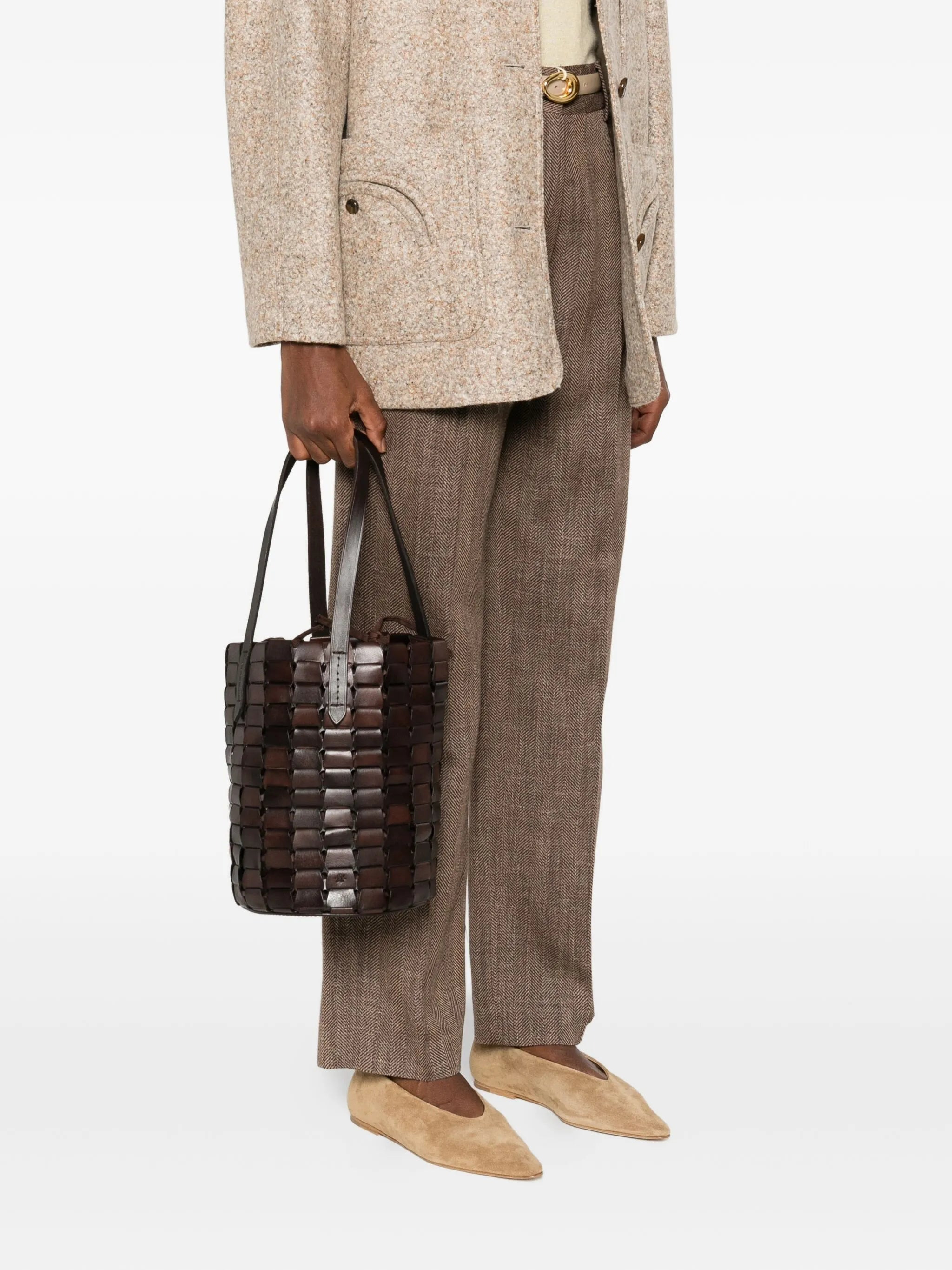 Dragon Diffusion Leather Woven Bucket Bag - 4
