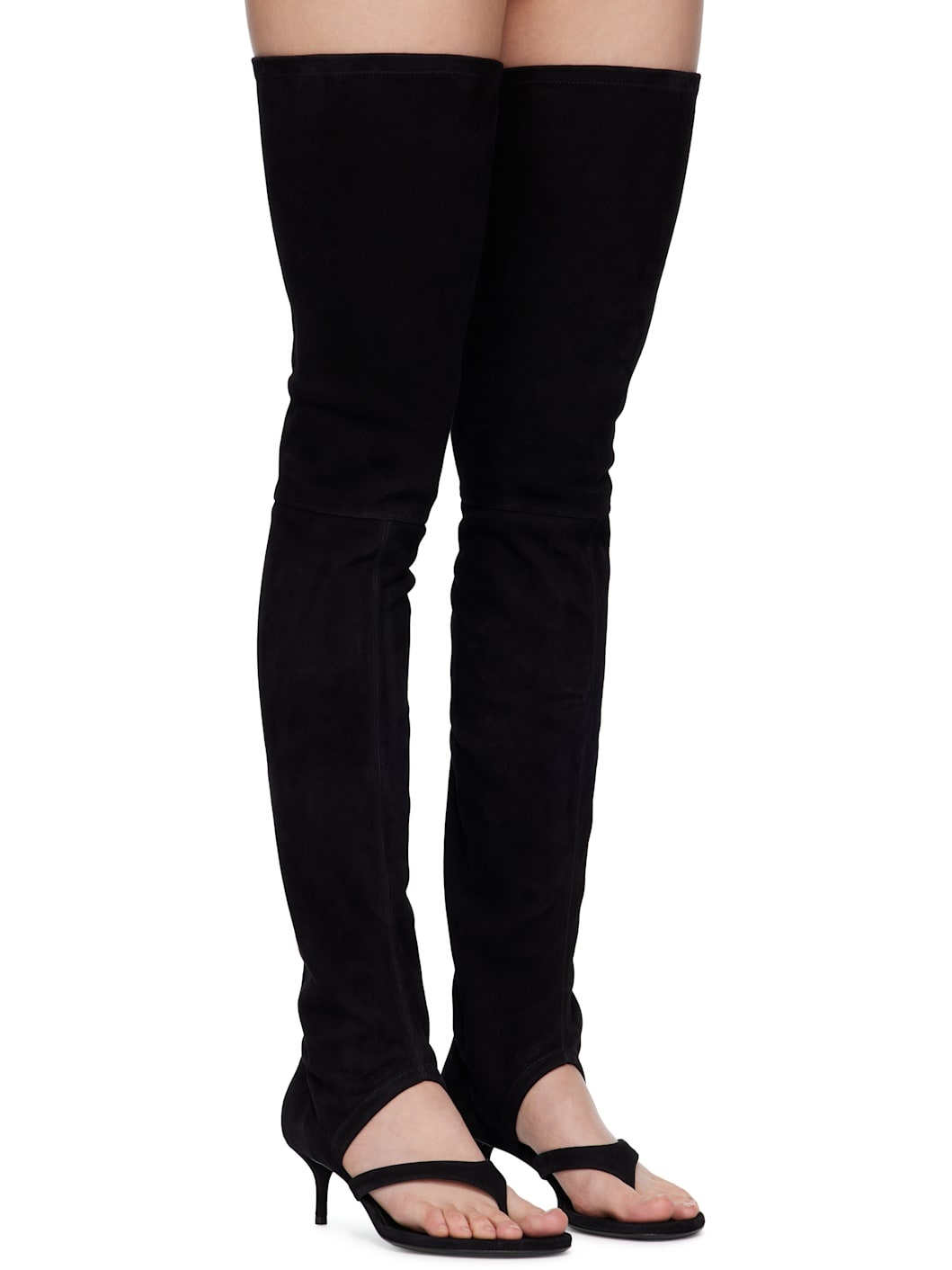 Black Stretch Suede 55 Tall Boots - 4
