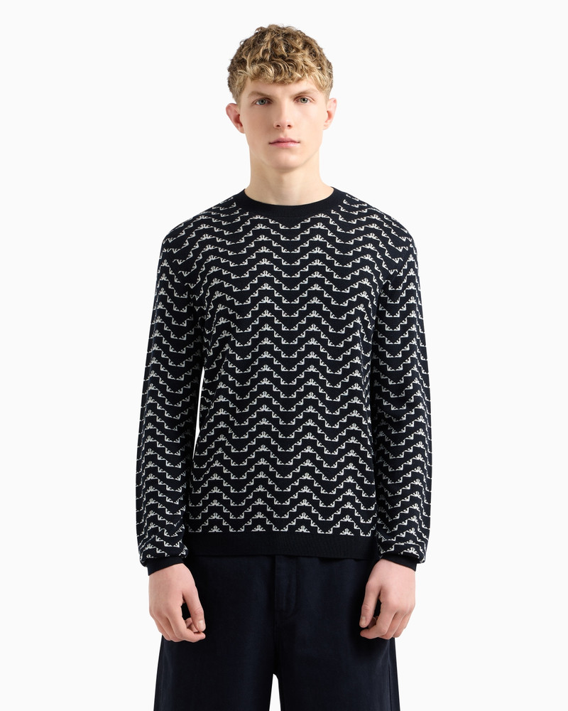 EMPORIO ARMANI ASV LYOCELL AND VIRGIN WOOL-BLEND JUMPER WITH ALL-OVER JACQUARD EAGLE outlook