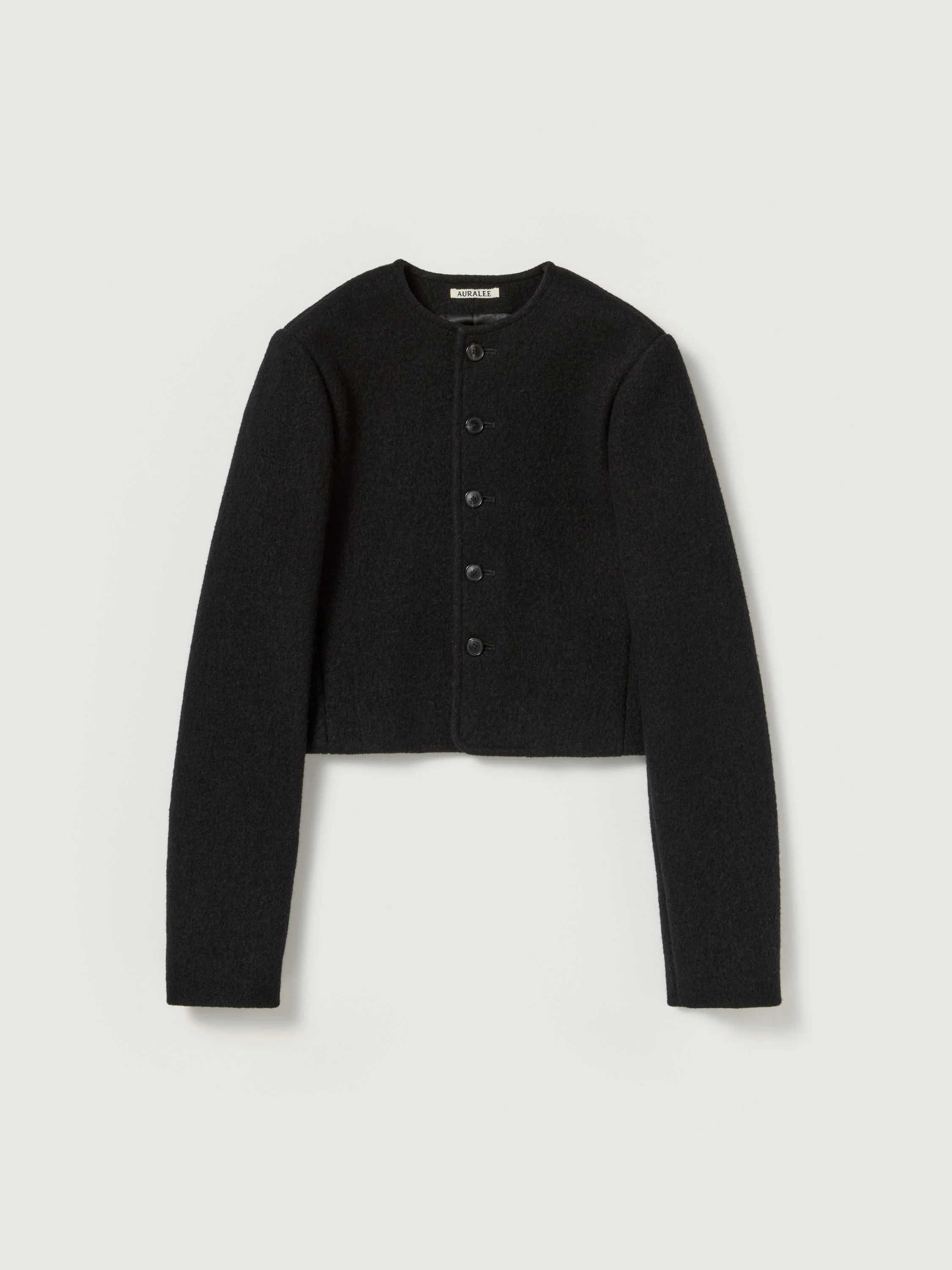 HEAVILY FULLED WOOL COTTON COLLARLESS JACKET - 1