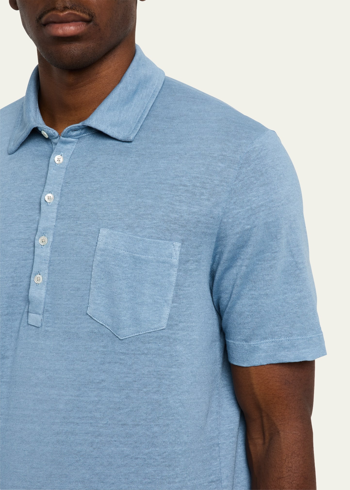 Men's Linen and Cotton Polo Shirt - 5