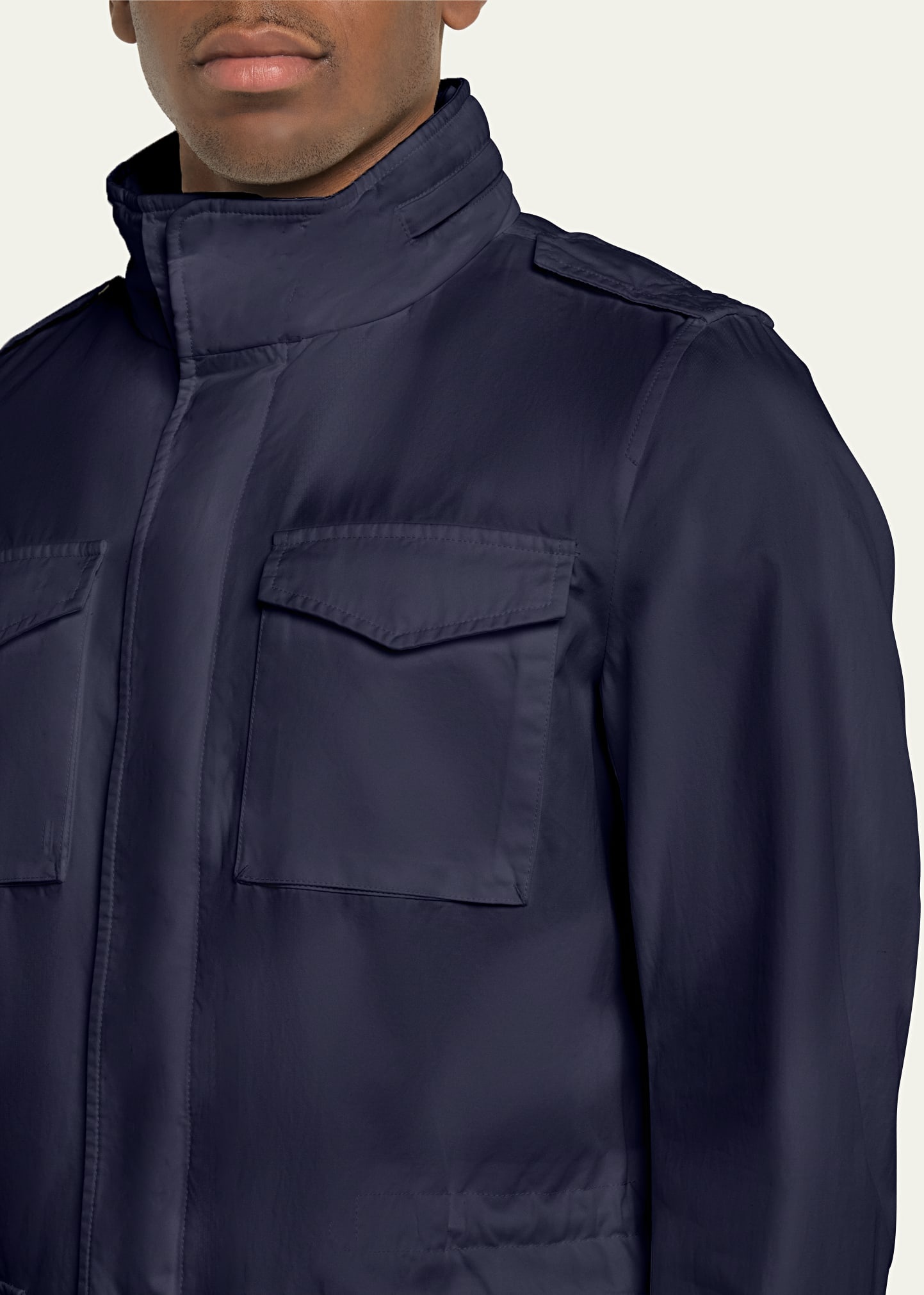 Men's Cotton Concealed-Zip Safari Jacket - 5