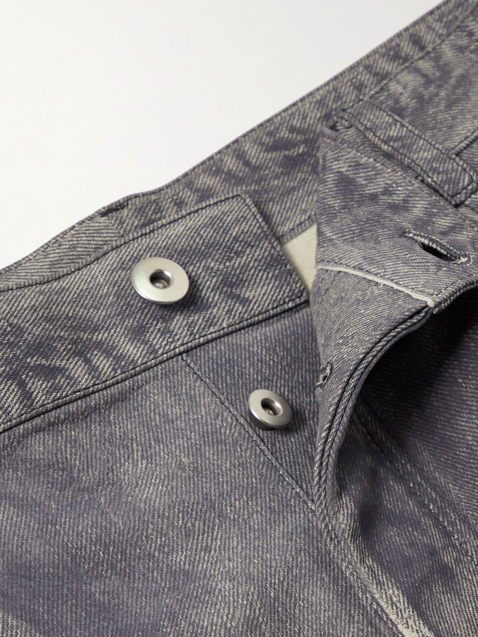 Straight-Leg Printed Nubuck Trousers Gray - 5