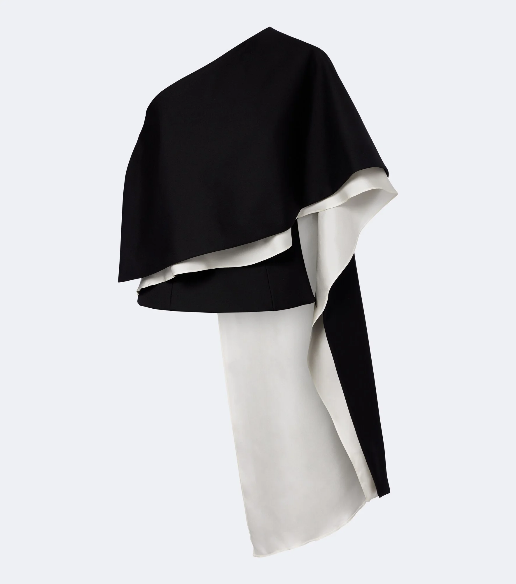 One-shoulder caped wool-blend top - 1