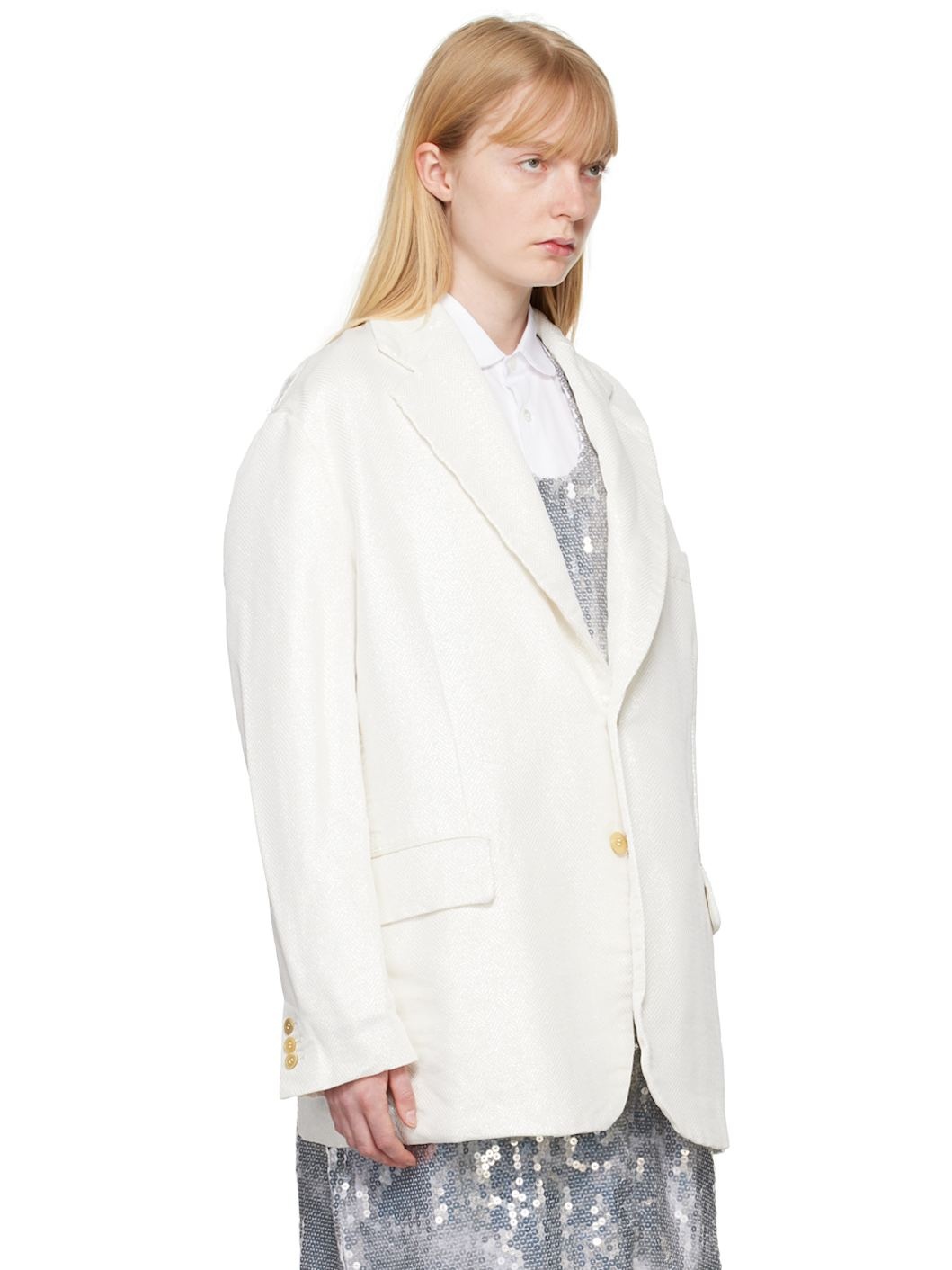 White Pocket Blazer - 2