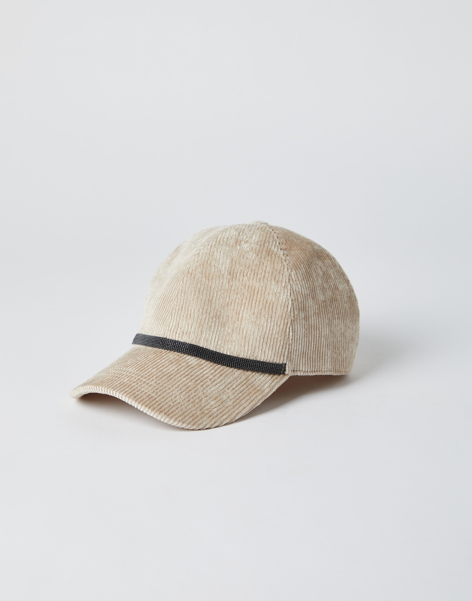 Corduroy baseball cap with shiny band - 1