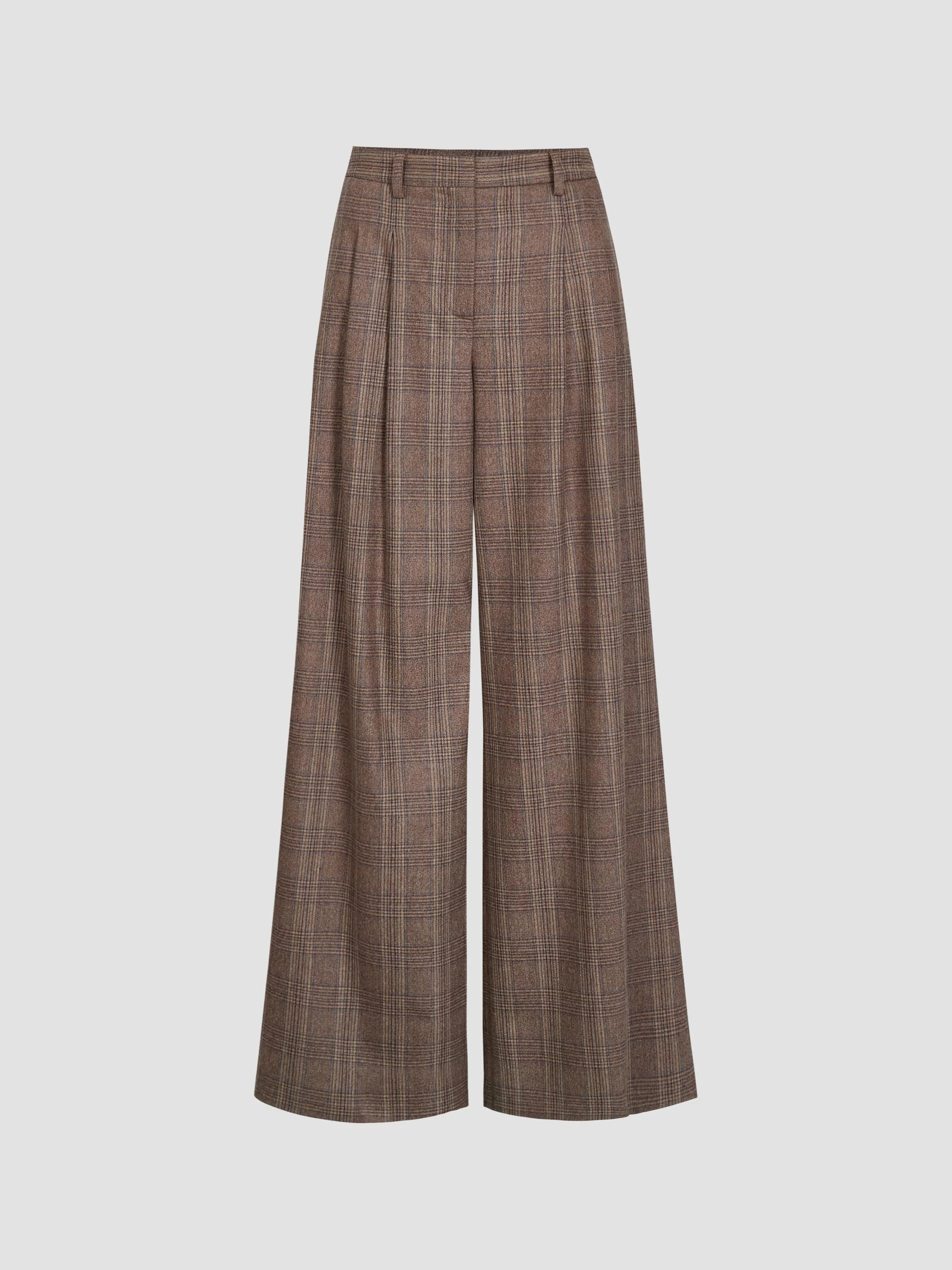 Women's Avery Plaid Wool-Blend Pants - Brown Multi - 1