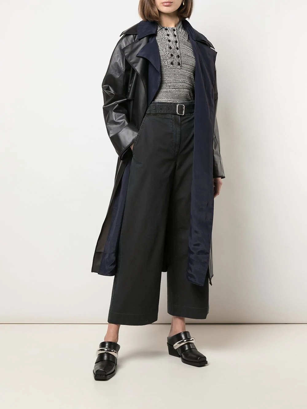 layered belted raincoat - 2