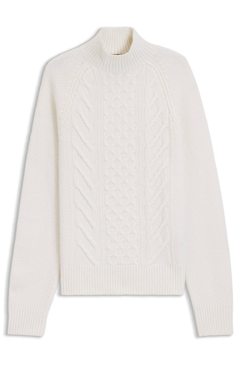 WOOL-SILK SWEATER WITH CABLE KNIT 1