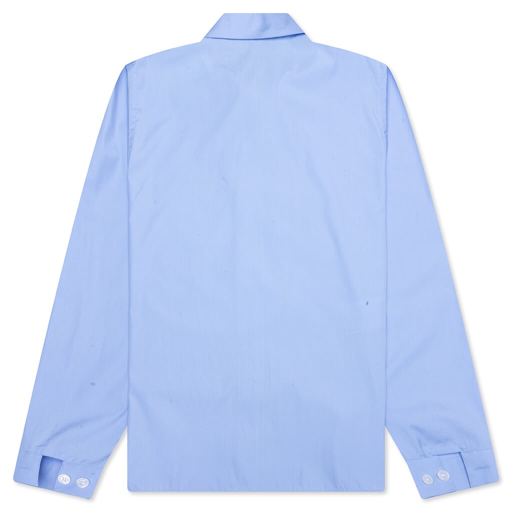 ORGANIC POPLIN ZIP SHIRT WITH HIDDEN LOGO- IRIS/BLUE - 2
