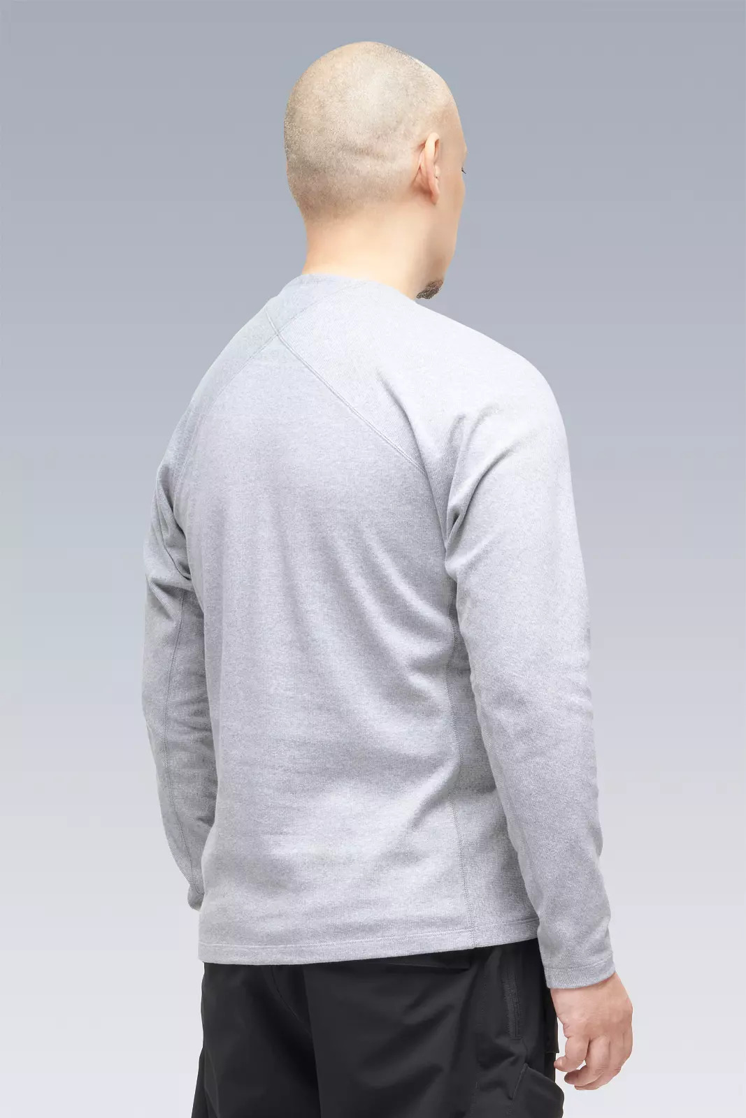 S27-PR Cotton Rib Longsleeve Shirt Gray Melange - 15