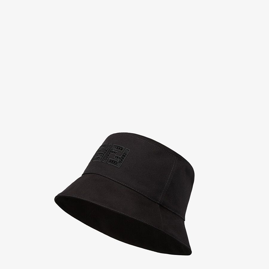 Black canvas bucket hat - 1